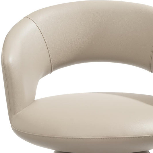 Gray Faux Leather and Steel Open Back Dining Arm Chair
