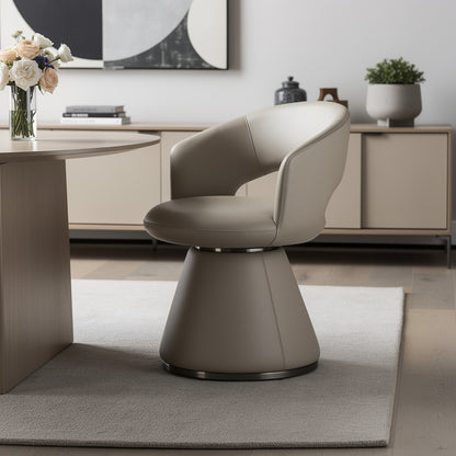 Gray Faux Leather and Steel Open Back Dining Arm Chair