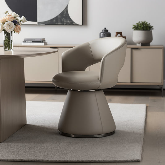 Gray Faux Leather and Steel Open Back Dining Arm Chair