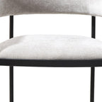 Set of Two Light Gray and Black Fabric and Steel Open Back Dining Arm Chairs