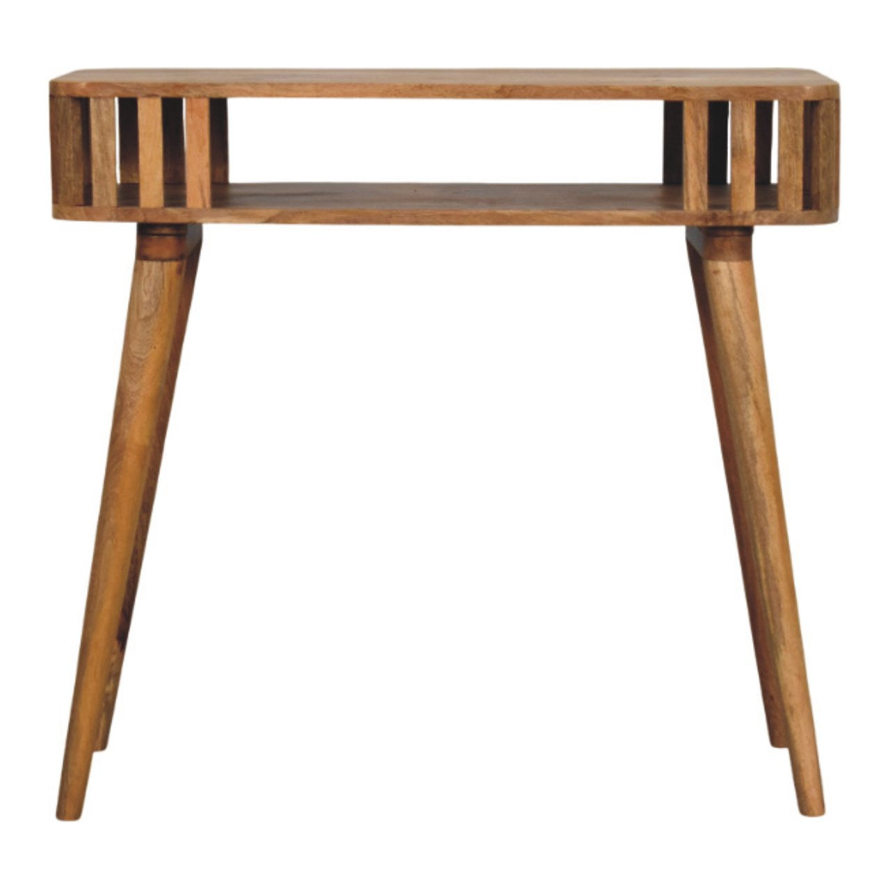 33" Brown Solid Wood Solid Console Table With Shelf And With Two Drawers