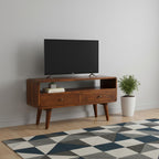 35" Chestnut Solid Wood Enclosed and Open Storage TV Stand
