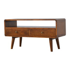 35" Chestnut Solid Wood Enclosed and Open Storage TV Stand
