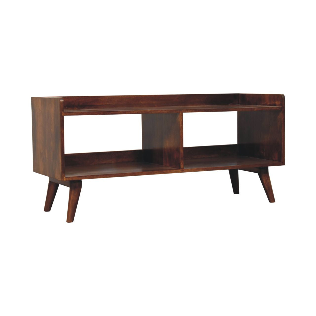 45" Brown Solid Wood Enclosed and Open Storage TV Stand