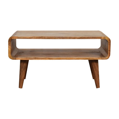 26" Brown Solid Wood Open Shelving TV Stand