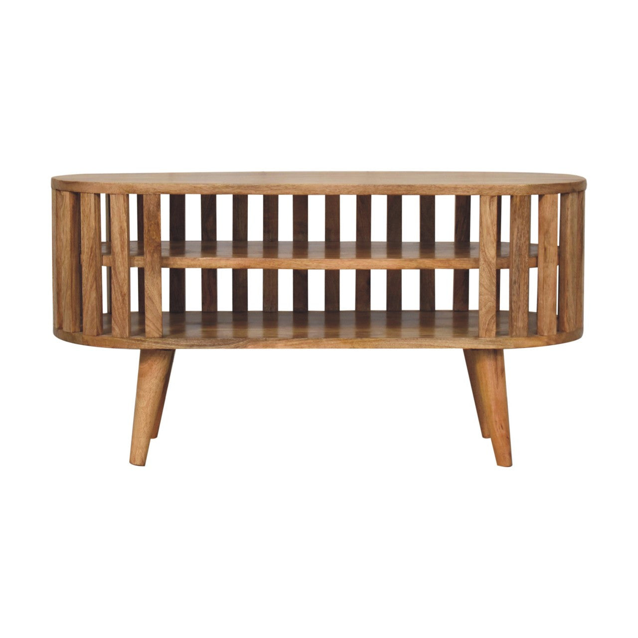 35" Brown Solid Wood Enclosed and Open Storage TV Stand