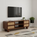 43" Brown Solid Wood Enclosed and Open Storage TV Stand