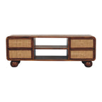 43" Brown Solid Wood Enclosed and Open Storage TV Stand