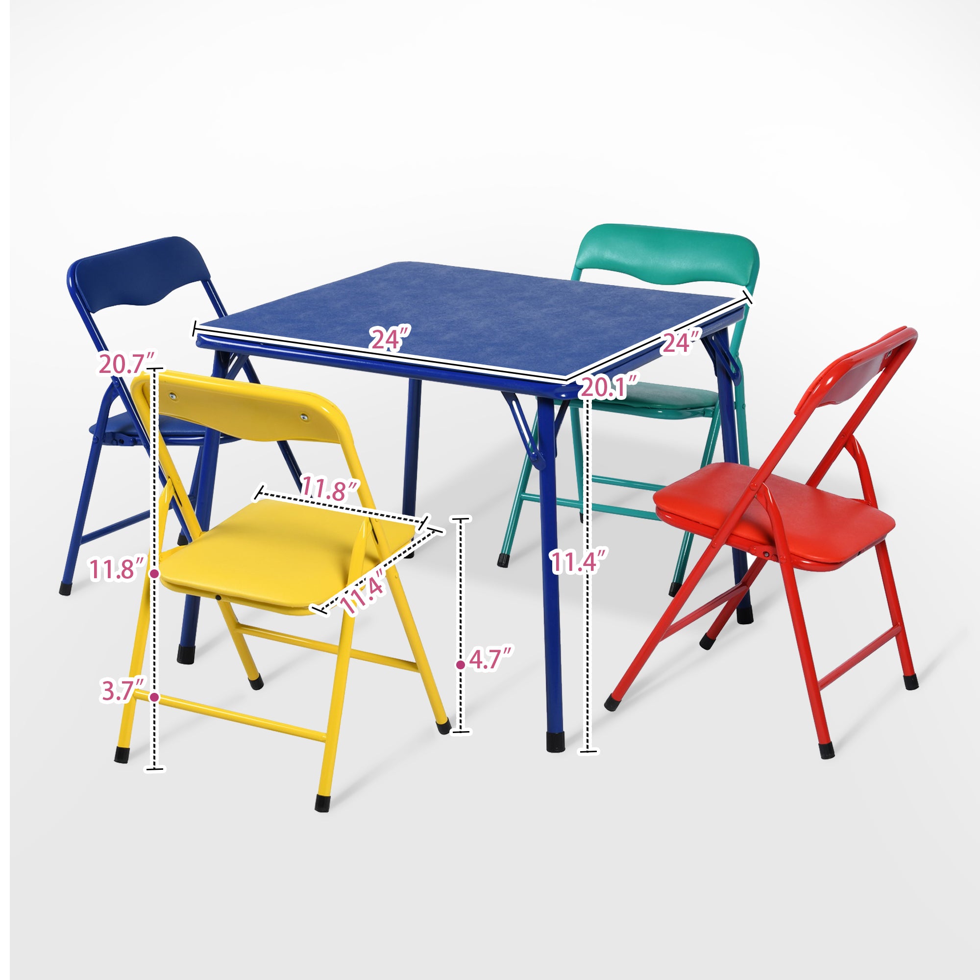 Blue PVC Veneer and Steel Square Furniture Set