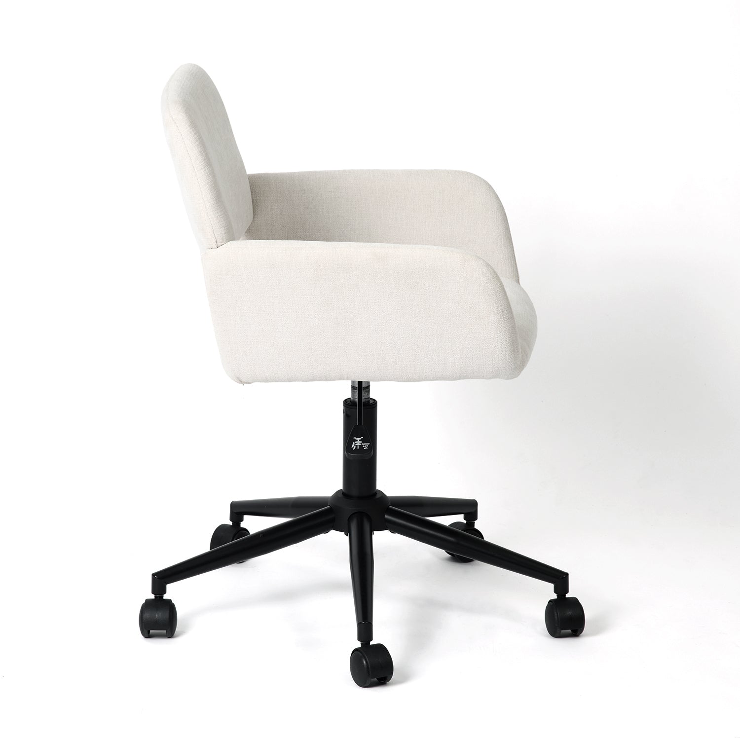Beige and Black Adjustable Height Swivel Rolling Office Chair