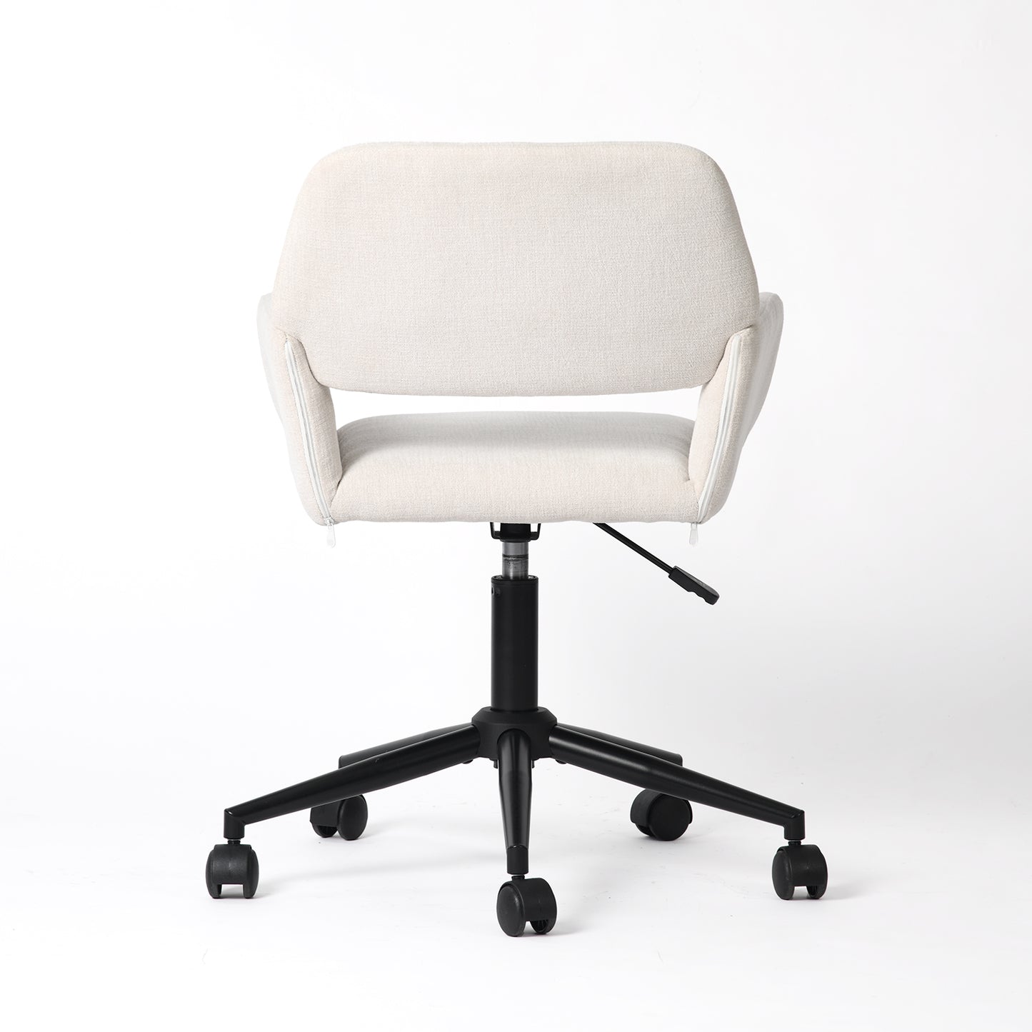 Beige and Black Adjustable Height Swivel Rolling Office Chair