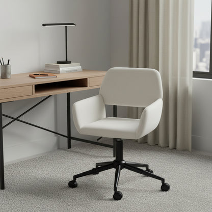 Beige and Black Adjustable Height Swivel Rolling Office Chair