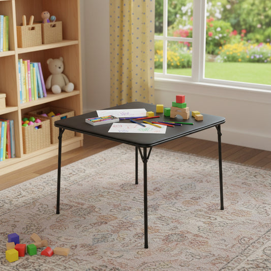 34" Black Wood and Metal Folding Square Card Table