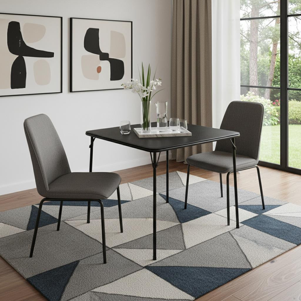 34" Black Wood and Metal Folding Square Card Table