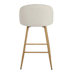 Set of Two 27" Beige and Oak Fabric and Metal Counter Height Swivel Bar Chairs