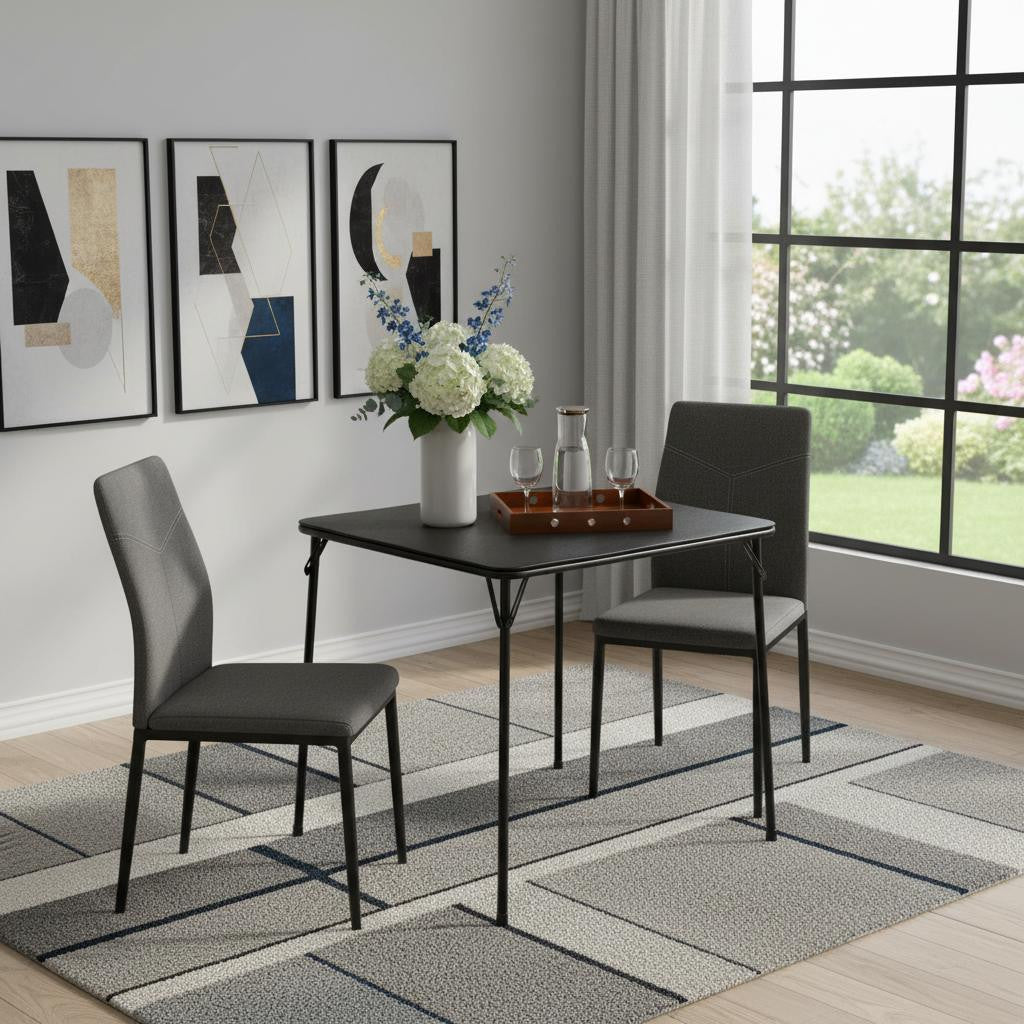 34" Black Wood and Iron Folding Square Dining Table