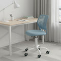 Pale Blue and White Adjustable Height Swivel Rolling Office Chair