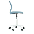 Pale Blue and White Adjustable Height Swivel Rolling Office Chair