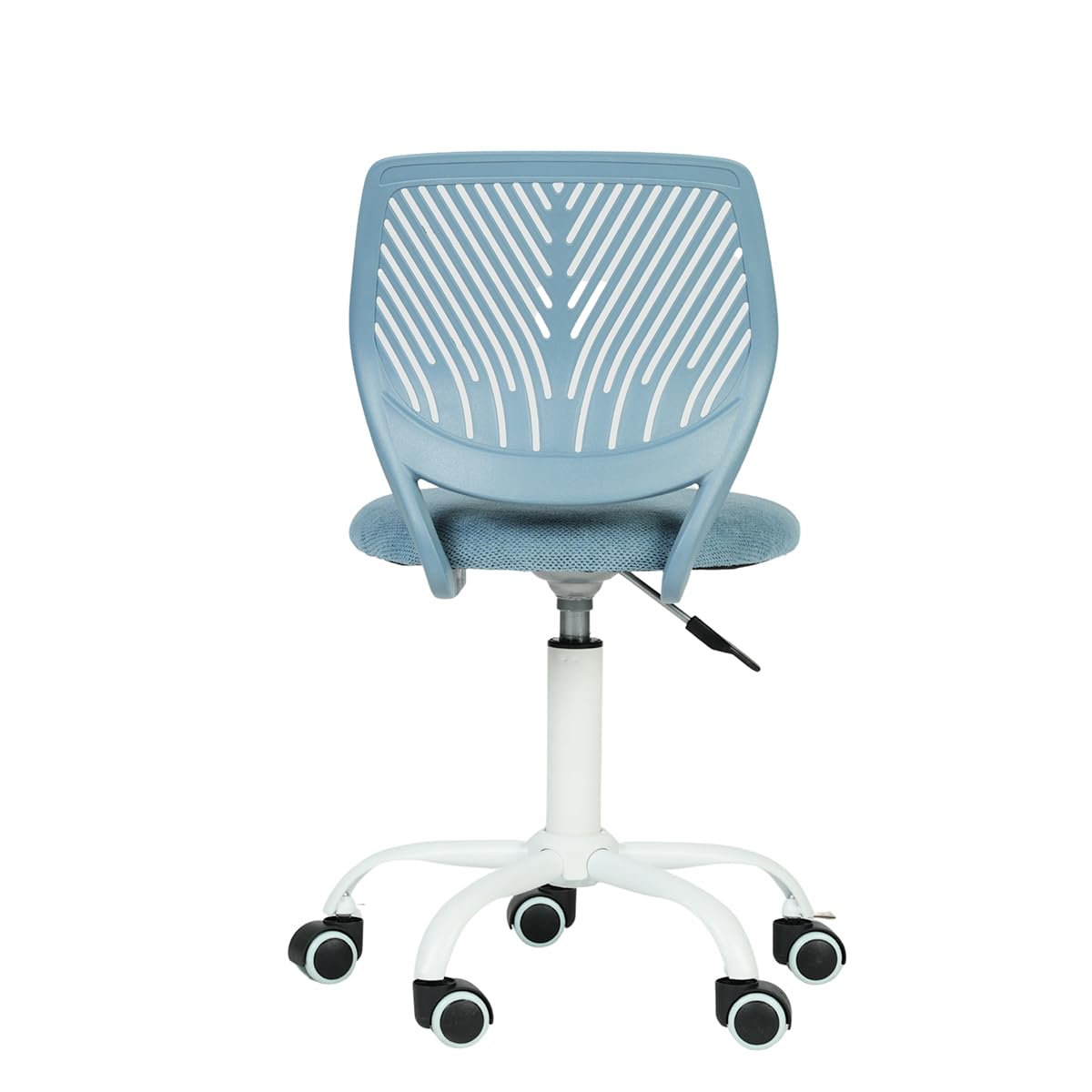 Pale Blue and White Adjustable Height Swivel Rolling Office Chair