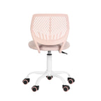 Pale Pink and White Adjustable Height Swivel Rolling Office Chair
