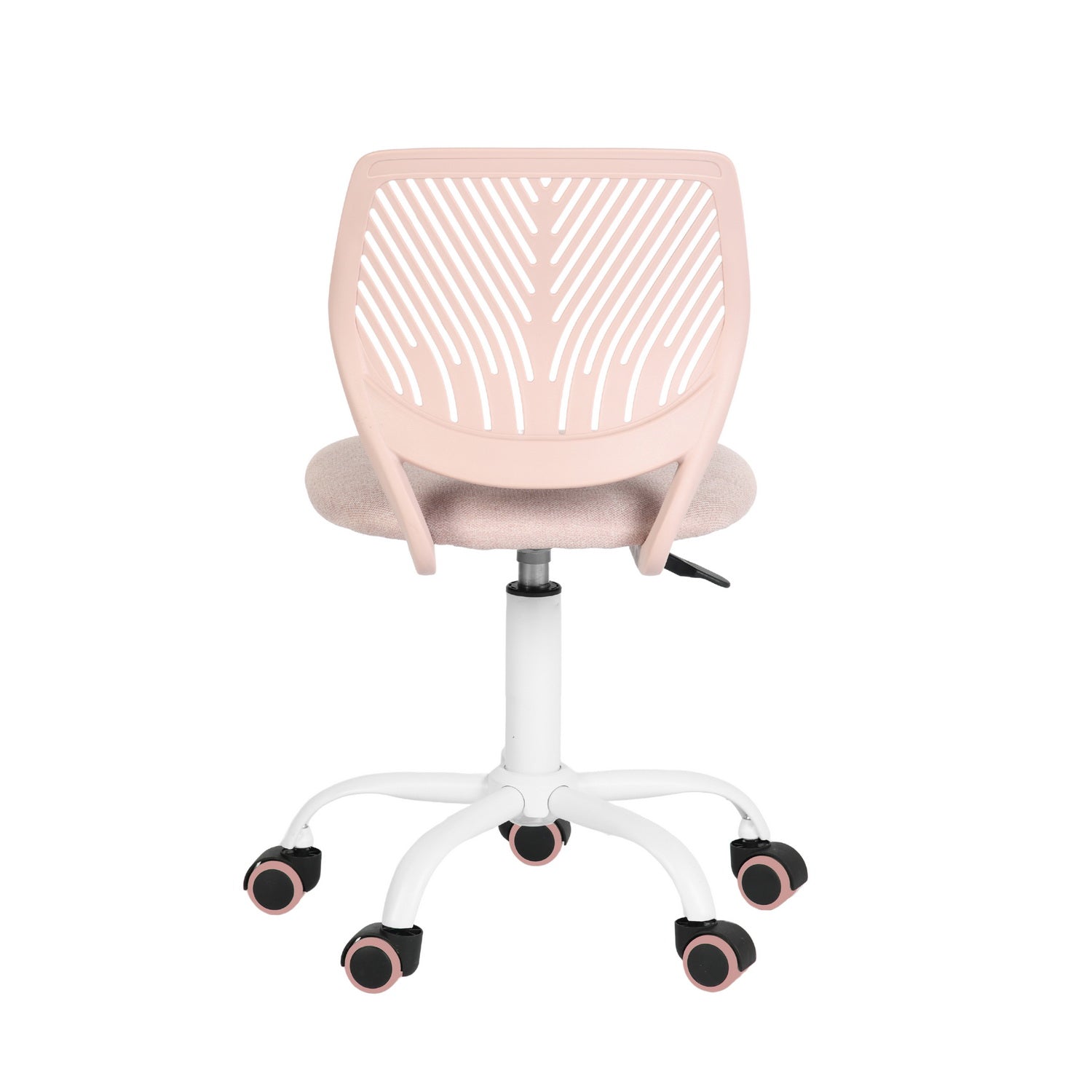 Pale Pink and White Adjustable Height Swivel Rolling Office Chair