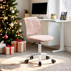 Pale Pink and White Adjustable Height Swivel Rolling Office Chair