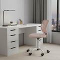Pale Pink and White Adjustable Height Swivel Rolling Office Chair
