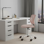 Pale Pink and White Adjustable Height Swivel Rolling Office Chair