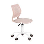 Pale Pink and White Adjustable Height Swivel Rolling Office Chair