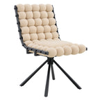 Set of Two Beige and Black Velvet and Metal Dining Side Chairs