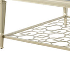 54" Clear and Champagne Glass and Steel Coffee Table