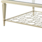 54" Clear and Champagne Glass and Steel Coffee Table