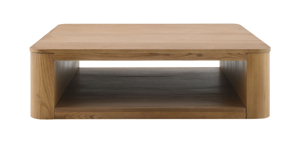 48" Oak Wood Square Floor Shelf Coffee Table