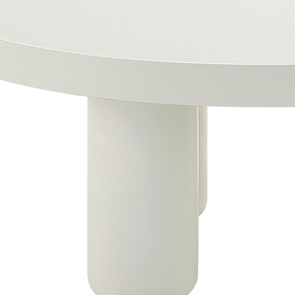 35" White Wood Round Coffee Table