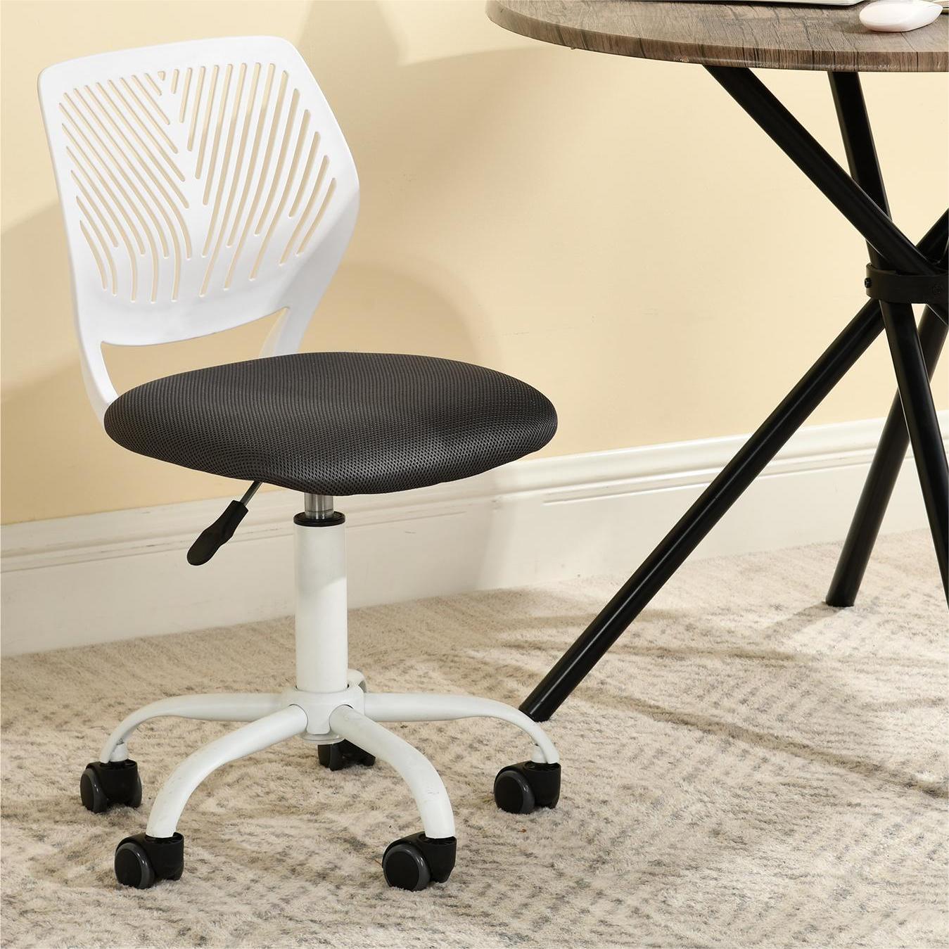 Gray and White Adjustable Height Swivel Rolling Office Chair