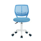 Blue and White Adjustable Height Swivel Rolling Office Chair