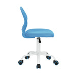 Blue and White Adjustable Height Swivel Rolling Office Chair