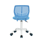 Blue and White Adjustable Height Swivel Rolling Office Chair