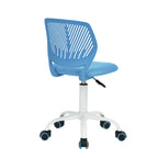 Blue and White Adjustable Height Swivel Rolling Office Chair
