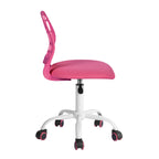 Pink and White Adjustable Height Swivel Rolling Office Chair