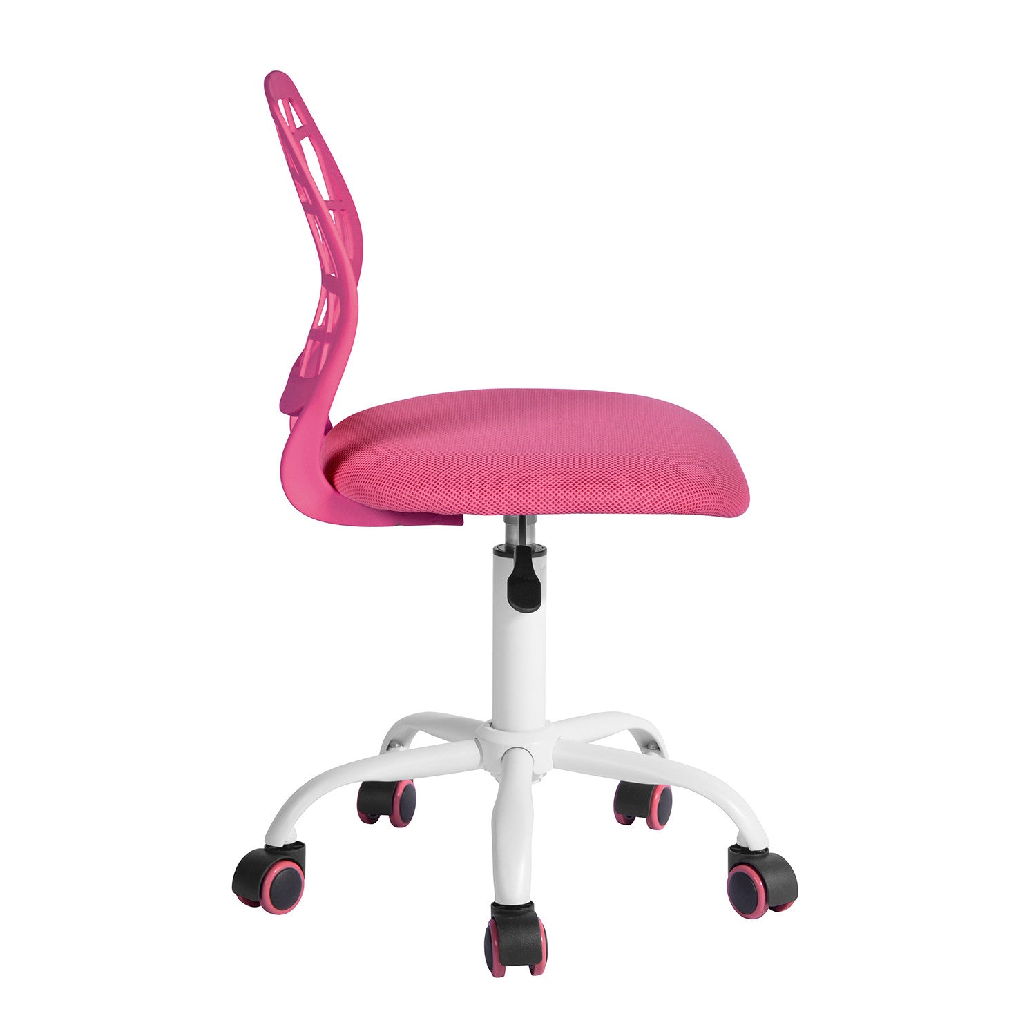 Pink and White Adjustable Height Swivel Rolling Office Chair
