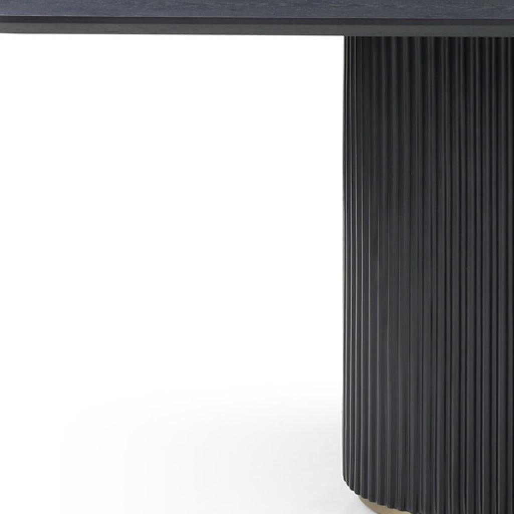 110" Black Solid Wood Double Pedestal Base Dining Table