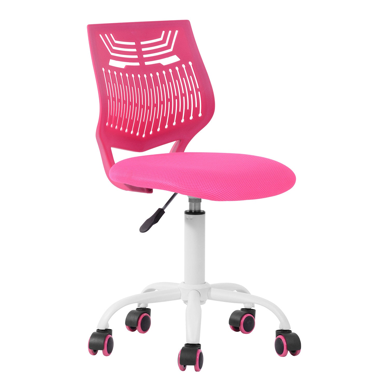 Fuchsia and White Adjustable Height Swivel Rolling Office Chair