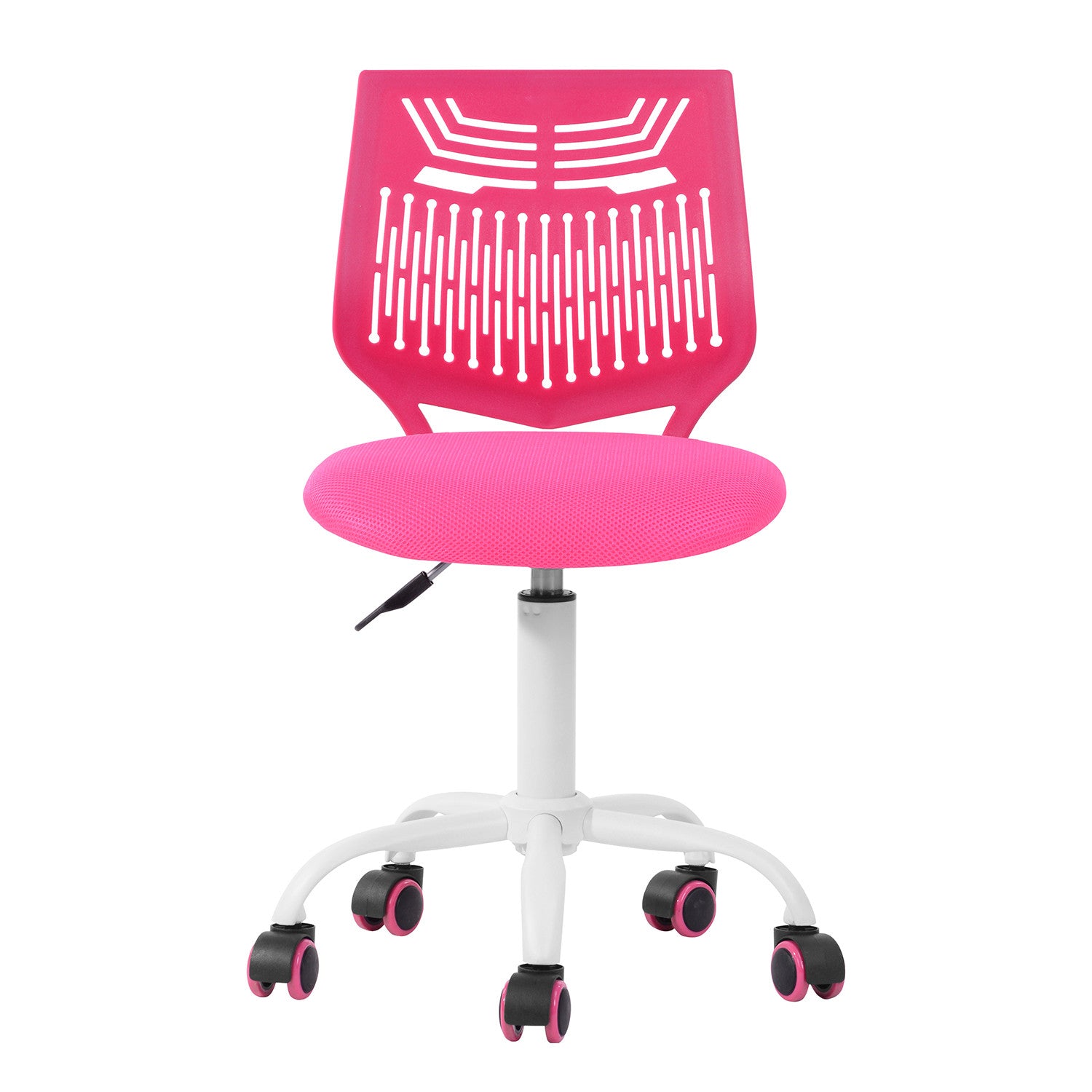 Fuchsia and White Adjustable Height Swivel Rolling Office Chair
