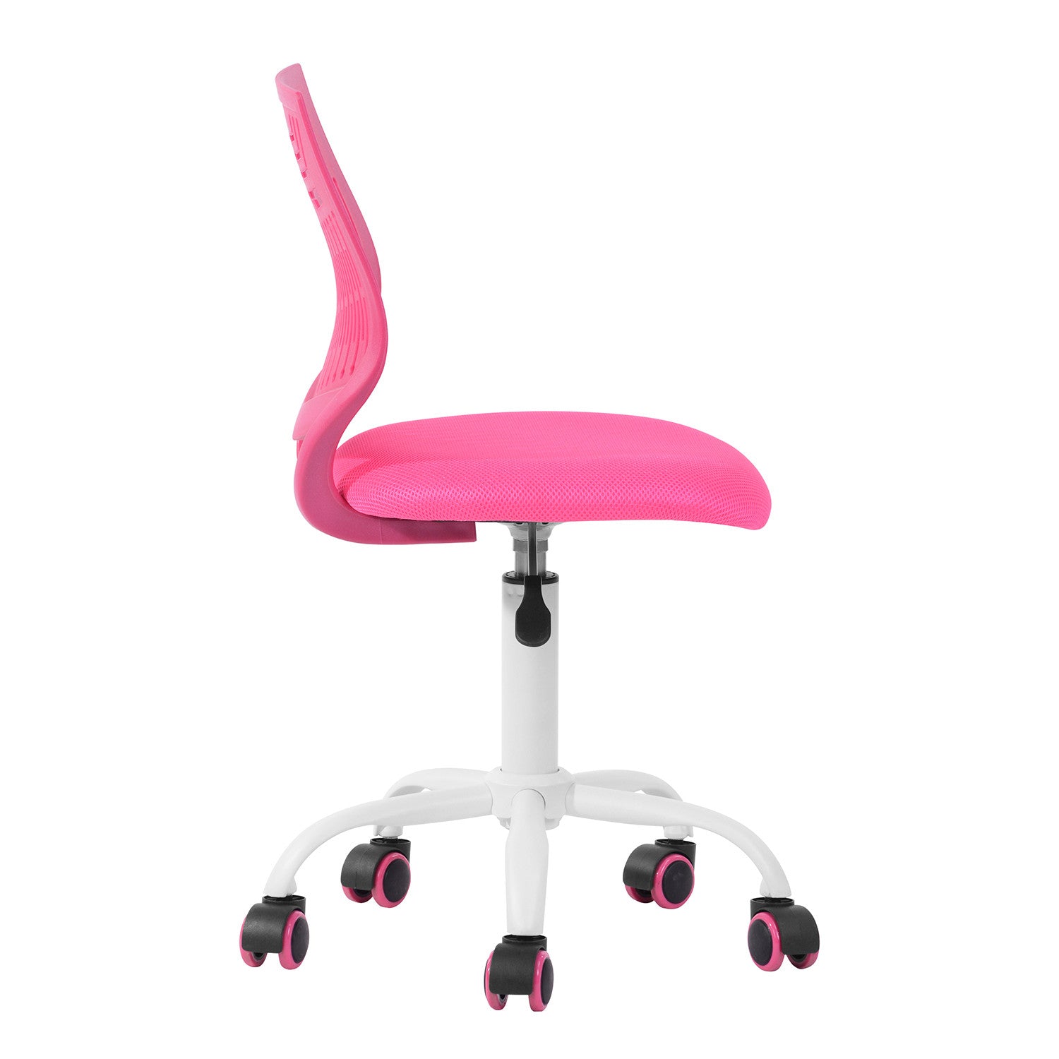 Fuchsia and White Adjustable Height Swivel Rolling Office Chair
