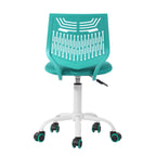Aqua and White Adjustable Height Swivel Rolling Office Chair