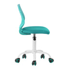Aqua and White Adjustable Height Swivel Rolling Office Chair