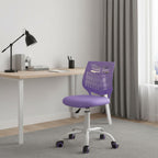 Purple and White Adjustable Height Swivel Rolling Office Chair