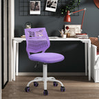 Purple and White Adjustable Height Swivel Rolling Office Chair