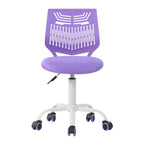 Purple and White Adjustable Height Swivel Rolling Office Chair